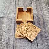 Set of 4 Personalized Custom Wooden Square Coasters